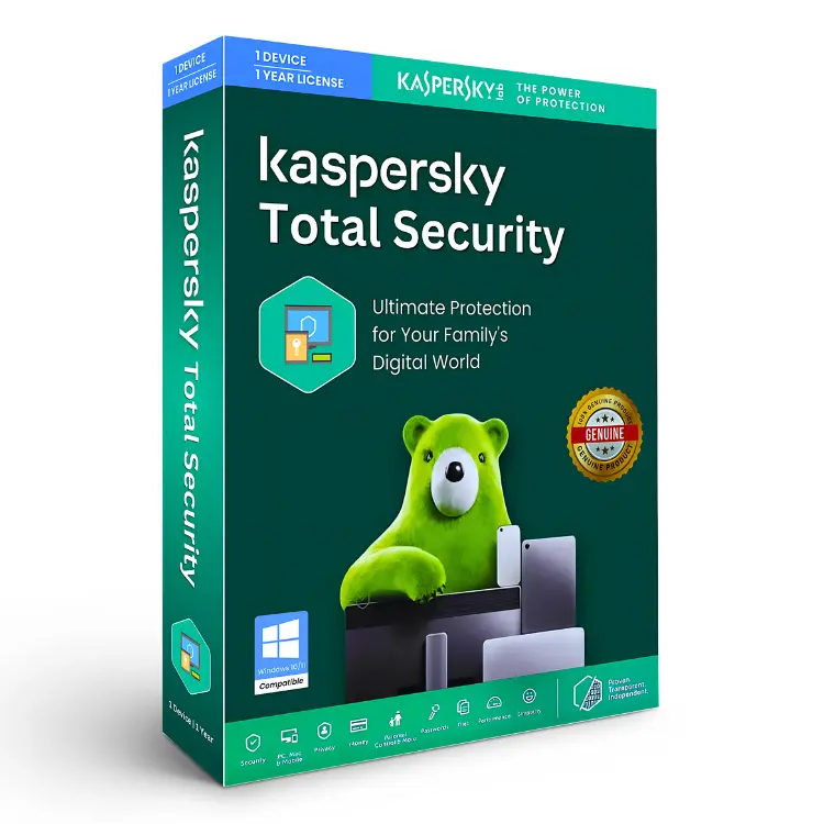 Kaspersky Total Security 1 User For 1 Year Updates.