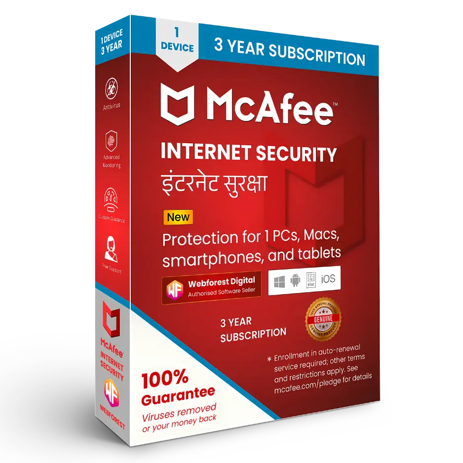 McAfee Internet Security 1 Device for 3 Year Protection - Webforest Digital McAfee Internet Security 1 Device for 3 Year Protection - Webforest Digital