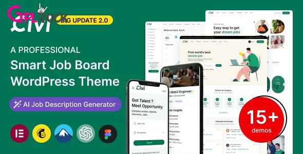 Civi - Job Board WordPress Theme - GPLRock.Com