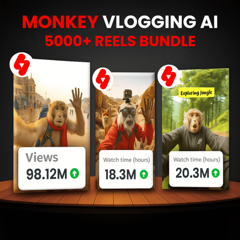 Monkey Vlogging Ai Reels Bundle | 1000+ High Quality Videos